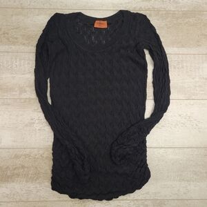 Missoni Black Long Sleeve Sheer Pointelle Knit Sweater Size Small.